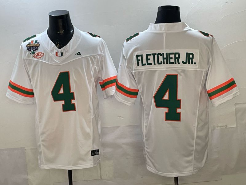 Men 2026 Miami Hurricanes #4 Fletcher jr White 3th generations Limited NCAA Jersey 0019->ncaa teams->NCAA Jersey